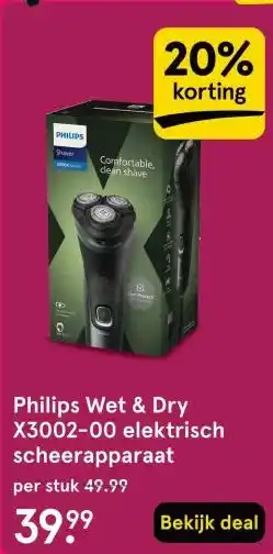 Etos Philips Wet & Dry X3002-00 elektrisch scheerapparaat aanbieding