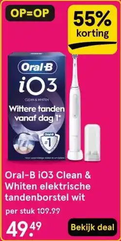 Etos Oral-B i03 Clean & Whiten elektrische tandenborstel wit aanbieding