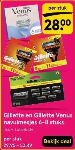 Etos Gillette en Gillette Venus navulmesjes 6-8 stuks aanbieding