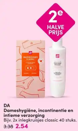 DA DA Dameshygiëne, incontinentie en intieme verzorging aanbieding