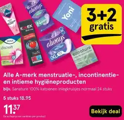Etos Alle A-merk menstruatie-, incontinentie- en intieme hygiëneproducten aanbieding