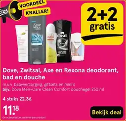 Etos Dove, Zwitsal, Axe en Rexona deodorant, bad en douche aanbieding