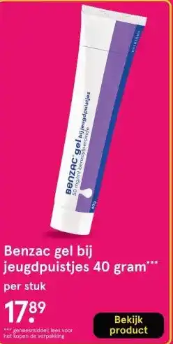 Etos Benzac gel bij jeugdpuistjes 40 gram aanbieding