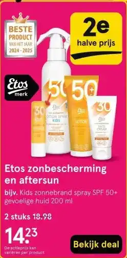 Etos Etos zonbescherming en aftersun aanbieding