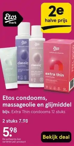 Etos Etos condooms, massageolie en glijmiddel aanbieding