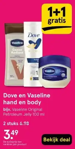Etos Dove en Vaseline hand en body aanbieding