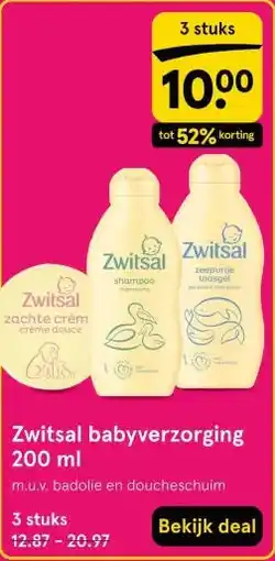 Etos Zwitsal babyverzorging 200 ml aanbieding