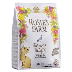 Zooplus 3x2kg Rosie's Farm Adult Kalkoen met Zoete Aardappel Kattenvoer droog aanbieding
