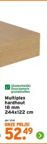 GAMMA Multiplex hardhout 18 mm 244x122 cm aanbieding