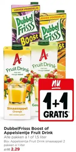 Jumbo DubbelFrisss Boost of Appelsientje Fruit Drink aanbieding