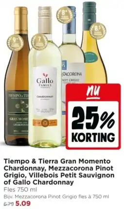 Jumbo Tiempo & Tierra Gran Momento Chardonnay, Mezzacorona Pinot Grigio, Villebois Petit Sauvignon of Gallo Chardonnay aanbieding