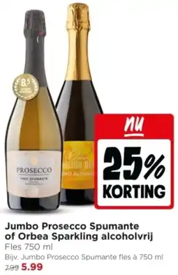 Jumbo Jumbo Prosecco Spumante of Orbea Sparkling alcoholvrij aanbieding