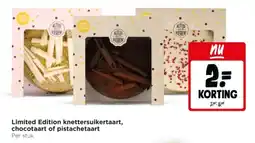 Jumbo Limited Edition knettersuikertaart, chocotaart of pistachetaart aanbieding