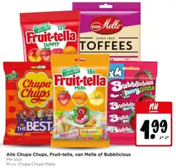 Jumbo Alle Chupa Chups, Fruit-tella, van Melle of Bubblicious aanbieding
