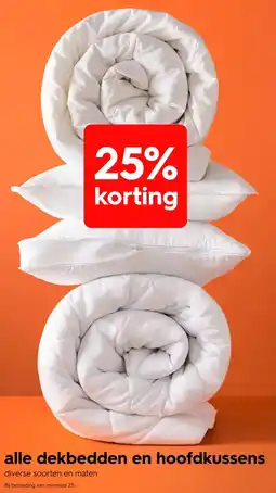 HEMA Alle dekbedden en hoofdkussens aanbieding