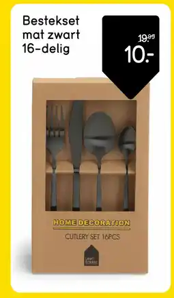 Leen Bakker Bekijk Bestekset mat zwart 16-delig aanbieding