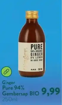 Holland & Barrett Pure 94% Gembersap BIO aanbieding