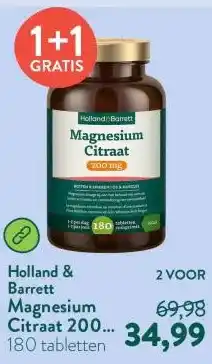 Holland & Barrett Magnesium Citraat 200 mg - 180 tabletten aanbieding