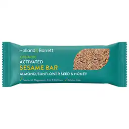 Holland & Barrett Holland & Barrett Organic Activated Sesame Bar Almond, Sunflower Seed & Honey - 40g aanbieding