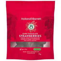 Holland & Barrett Holland & Barrett Dark Chocolate Strawberries - 90g aanbieding