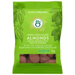 Holland & Barrett Holland & Barrett Dark Chocolate Matcha Almonds - 30g aanbieding