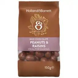 Holland & Barrett Holland & Barrett Milk Chocolate Peanuts & Raisins - 150g aanbieding