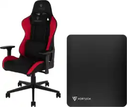 Coolblue Vortech Essential Gamestoel Rood + Vortech Vloermat Zwart aanbieding