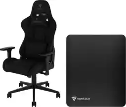 Coolblue Vortech Essential Gamestoel Zwart + Vortech Vloermat Zwart aanbieding