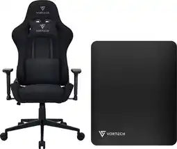 Coolblue Vortech Essential Gamestoel Zwart + Vortech Vloermat Zwart aanbieding