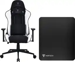 Coolblue Vortech Essential Gamestoel Wit + Vortech Vloermat Zwart aanbieding