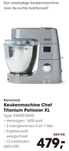 HANOS Kenwood Keukenmachine Chef Titanium Patissier XL aanbieding