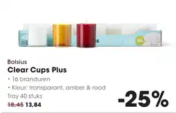 HANOS Bolsius Clear Cups Plus aanbieding