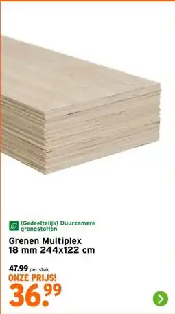 GAMMA Grenen Multiplex 18 mm 244x122 cm aanbieding