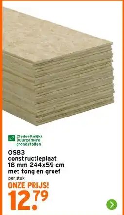 GAMMA OSB3 constructieplaat 18 mm 244x59 cm met tong en groef per stuk aanbieding