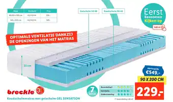 Lidl Koudschuimmatras met gelschuim GEL SENSATION aanbieding