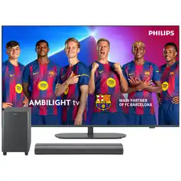 MediaMarkt Philips 55pus9000 4k Qled Ambilight Tv 55 (2025) + Tab6100 Soundbar Met Wireless Subwoofer Bundel aanbieding