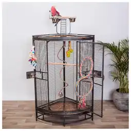 Pets Place Keddoc Papegaaienkooi Ohio - Vogelverblijven - 91x64x168 cm Donkergrijs aanbieding