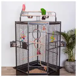 Pets Place Keddoc Papegaaienkooi Louisiana - Vogelverblijven - 92x81.5x156 cm Donkergrijs aanbieding