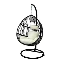 Pets Place Boerenbond Hangstoel Egg Wicker - Schommelstoel - 65x90x120-195 cm Ecru Zwart aanbieding
