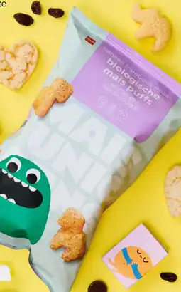 HEMA Biologische maispuffs unicorn banaan-framboossmaak aanbieding