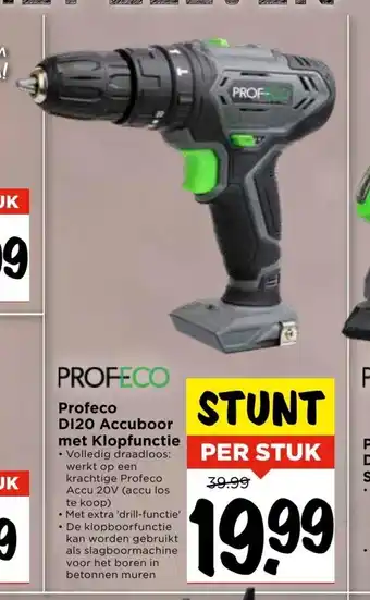 Vomar Voordeelmarkt Profeco DI20 Accuboor met Klopfunctie per stuk aanbieding