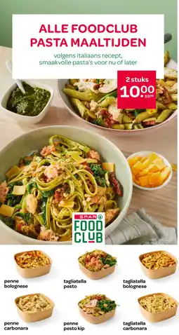 Spar Alle foodclub pasta maaltijden aanbieding