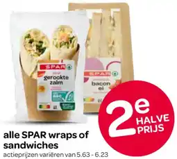 Spar Alle SPAR wraps of sandwiches aanbieding