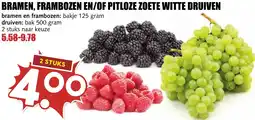De Boerenschuur Bramen, frambozen en/of pitloze zoete witte druiven aanbieding
