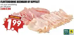 De Boerenschuur Flinterdunne beenham of kipfilet aanbieding