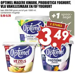 De Boerenschuur Optimel magere kwark, probiotica yoghurt, vla vanillesmaak en/of yoghurt aanbieding