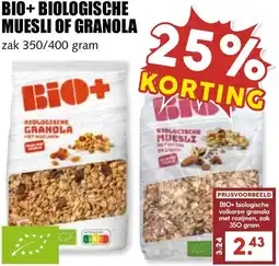 De Boerenschuur Bio+ biologische muesli of granola aanbieding