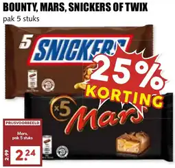 De Boerenschuur Bounty, mars, snickers of twix aanbieding