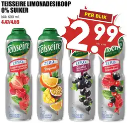 De Boerenschuur Teisseire limonadesiroop 0% suiker aanbieding