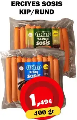 Avantage Supermarkt Erciyes sosis kip/rund aanbieding
